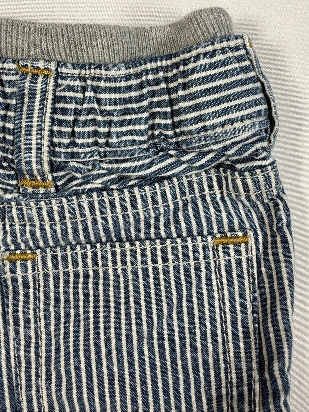 BABY‎ GAP Boys’ Railroad Stripe Knit Elastic Waistband Jean Shorts Nautical 3-6M